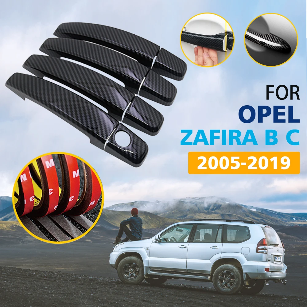 

Черный цвет углеродного волокна дверные ручки накладка Набор для Opel Zafira B C 2005 ~ 2019 автомобильные аксессуары наклейки 2006 2007 2008 2009