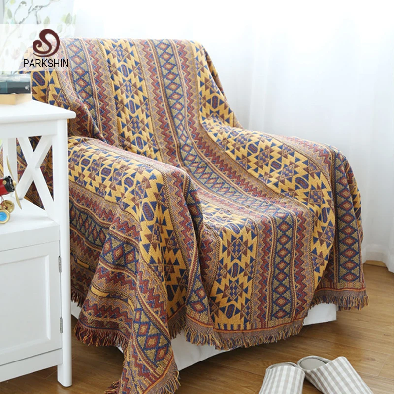 Накидка для дивана Parkshin вязаное одеяло в богемном стиле прямоугольное покрывало