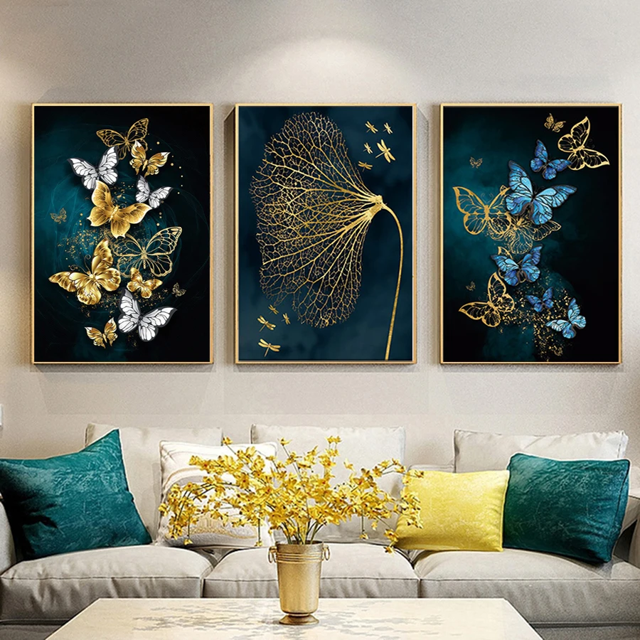 

Алмазная живопись «Голубой Золотой бабочка» 5D, Современный домашний декор, абстрактная настенная живопись, картина в скандинавском стиле, ...