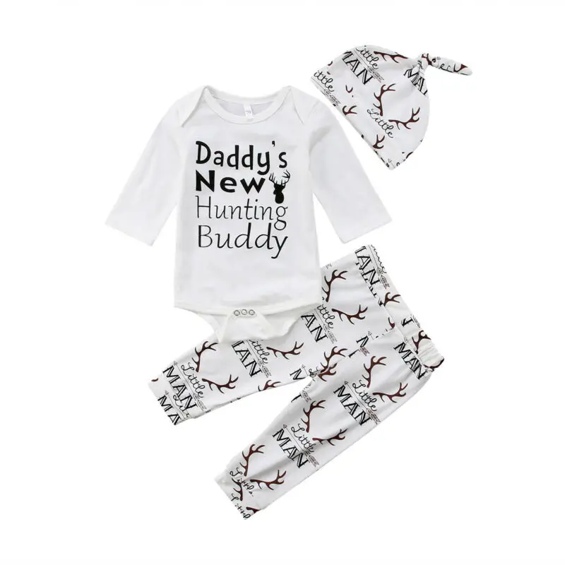 Комплект одежды из 3 предметов топ с оленем штаны для маленьких мужчин шапочка 2018