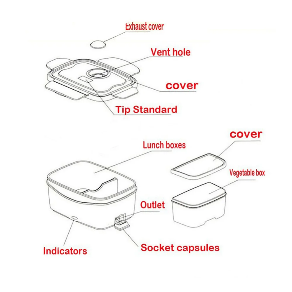

110v 220v Lunch Box Food Container Portable Electric Heating Food Warmer Heater Rice Container Dinnerware Sets For Home Dropship