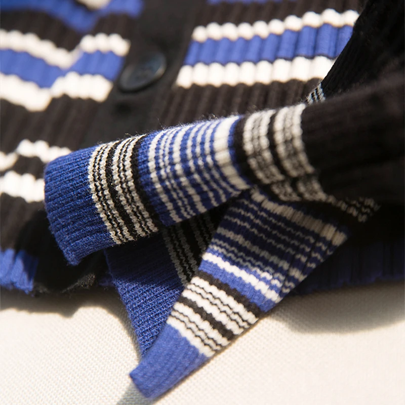 

Cardigan Women Slim Striped Sweater Autumn Long Sleeve Casual V-Neck Hit Color Thin Knitted Coat Single Breasted Sweaters Female