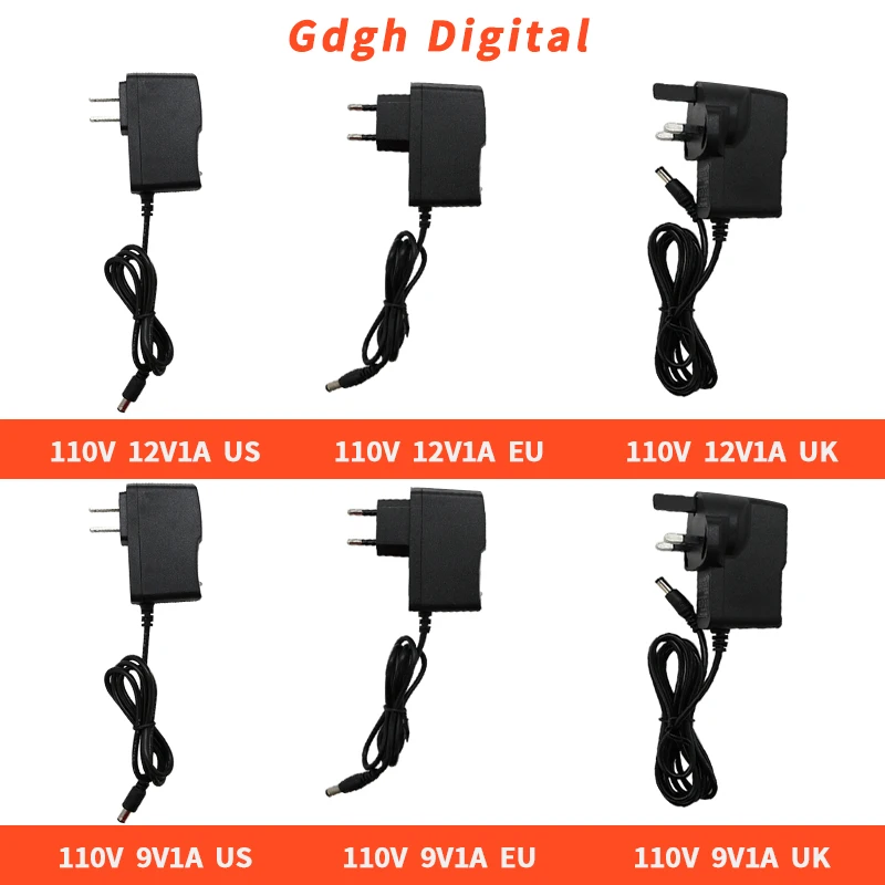 Адаптер питания постоянного тока 110 22 в с универсальным адаптером 12 В 1 А и 9