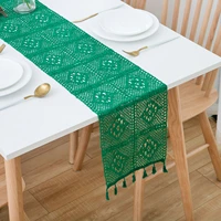 american country retro table runner palace lace handmade crochet hollow green tassel lace placemat dining table side cabinet