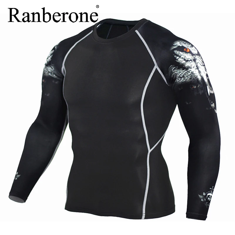 Мужская рубашка для бега Спортивные Компрессионные рубашки спортивная одежда