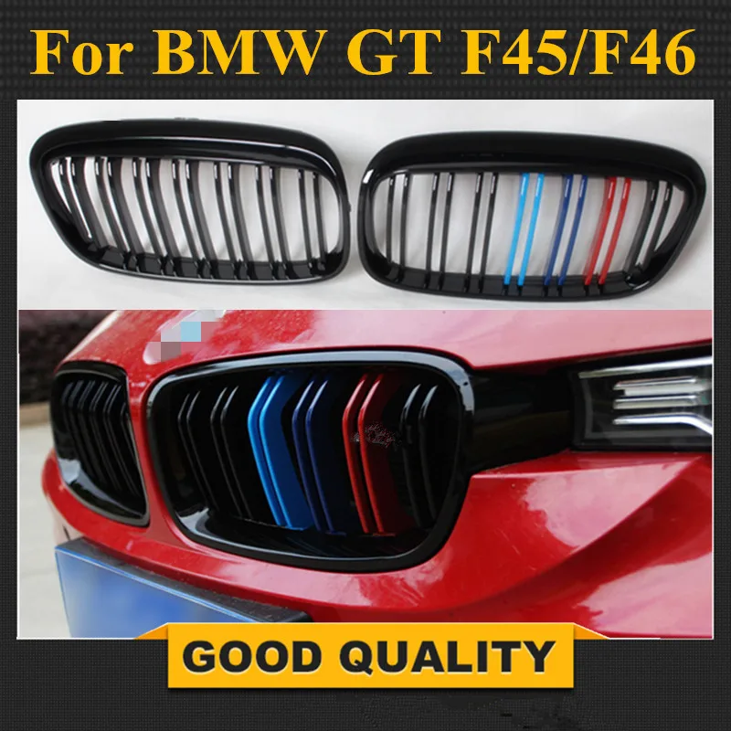 Двухслойная решетка гриль черного цвета для BMW 2 серии 5 seat Active Tourer и 7 F46 Gran