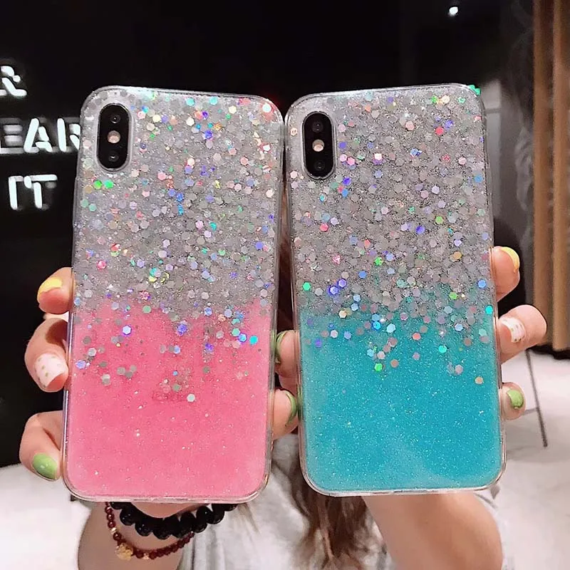 Роскошные блестящие чехлы для телефонов iPhone XS Max XR X Блестящий Мягкий силиконовый
