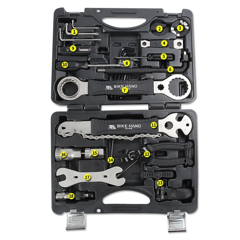 

YC-721 Bicycle Service Tool Kit 18 in 1 Box Crank BB Bottom Bracket Repair Set