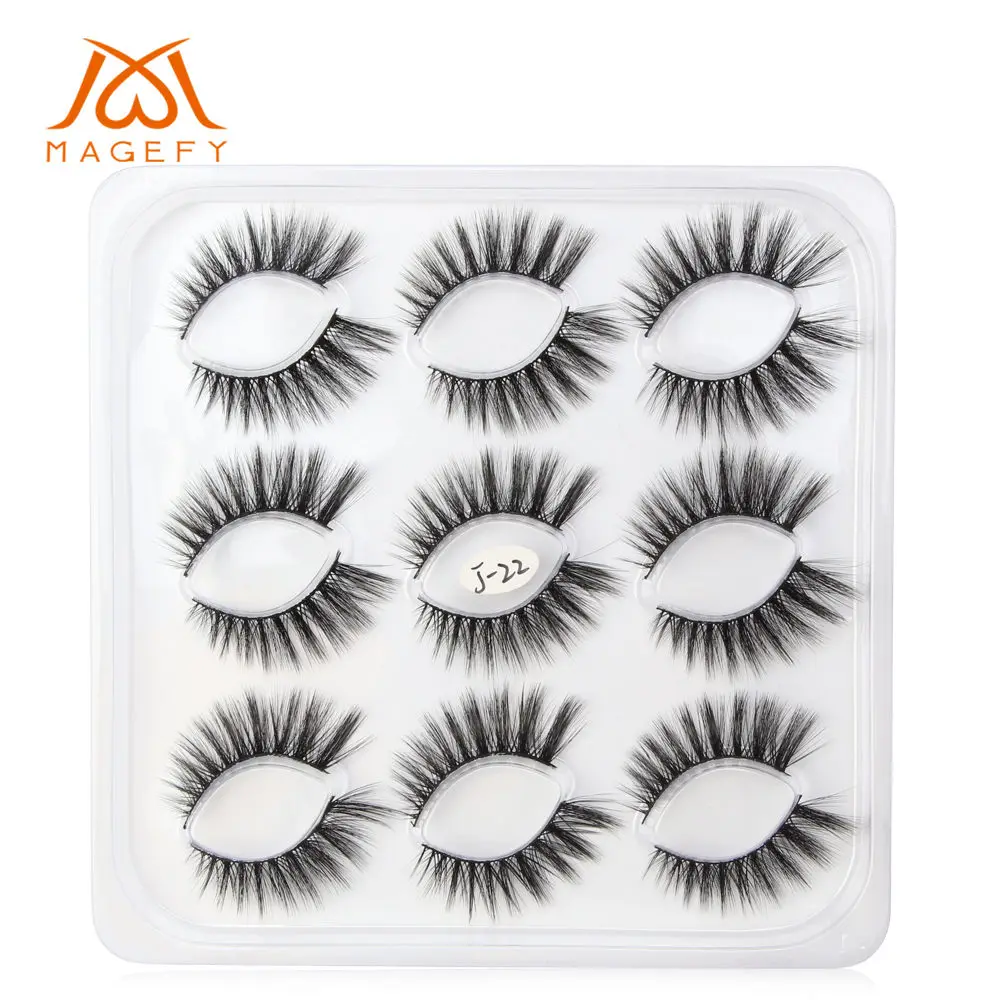9pairs pack-3DJ22 5/7/9/10 пар в комплекте; 3D норковые ресницы длинные накладные ресницы в виде натуральных пышный объем тонкими поддельные клей для наращивания ресниц Макияж торговля - Цвет: 9pairs pack-3DJ22