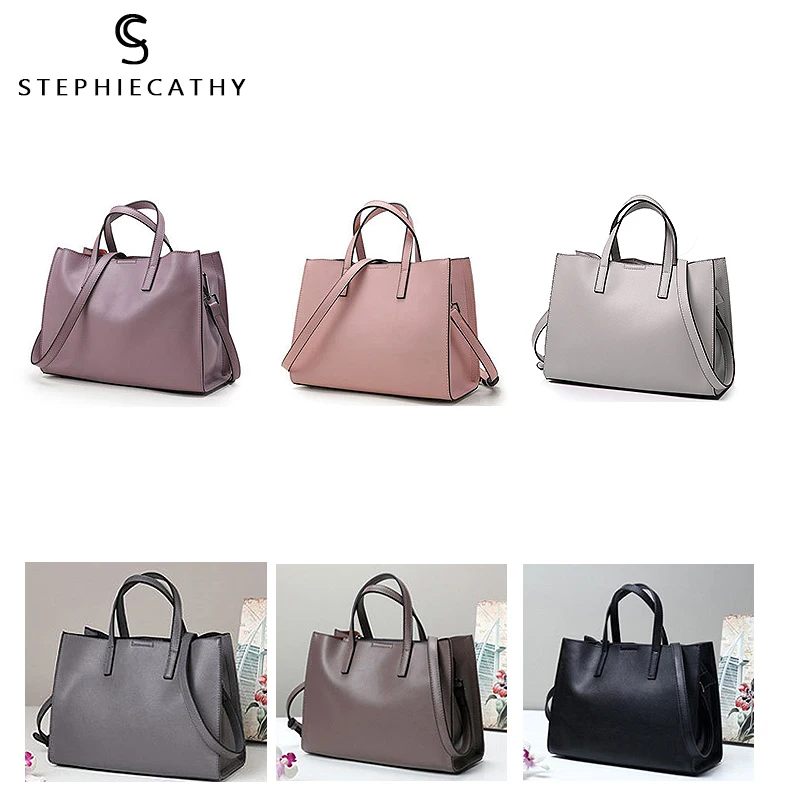 

SC Genuine Leather Handbags For Women Solid Color Shoulder Bag Ladies Big Tote Daily Office Bag Female Crossbody Messenger Purse