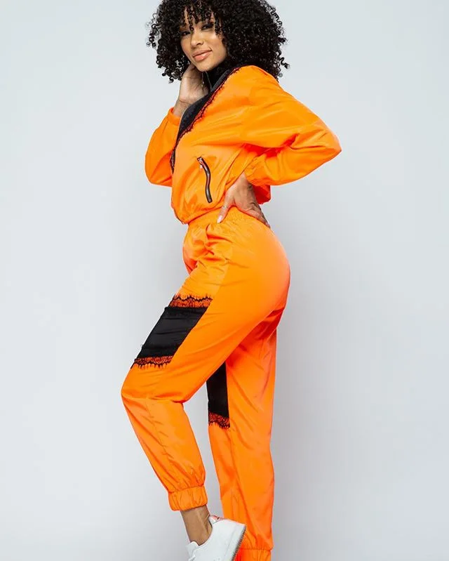 Простой Однотонная одежда на молнии с длинными рукавами топ и штаны Комплект из 2