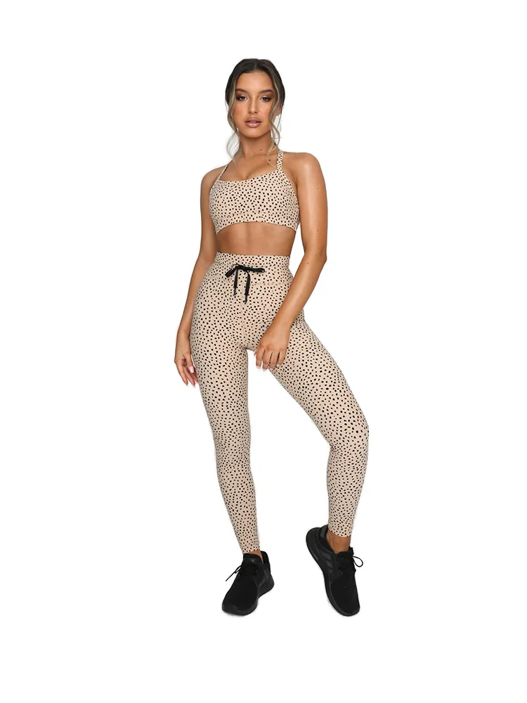 

New Style Wave Point Sport Suit Women Fitness Clothing Sportwear Yoga Set Running Leggings Gym Wear