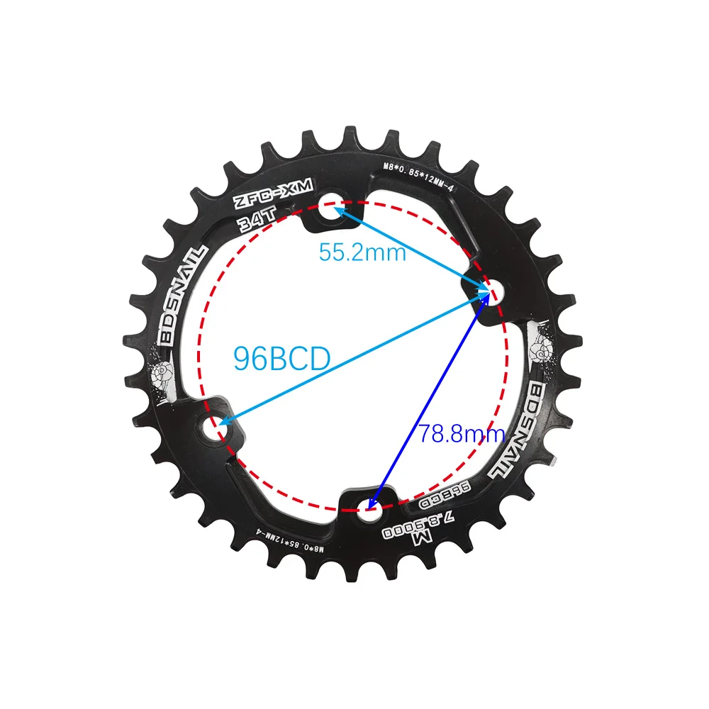 Круглая Асимметричная звезда Snail Chainring 96bcd для велосипеда Shimano M6000 M7000 M8000 M9000