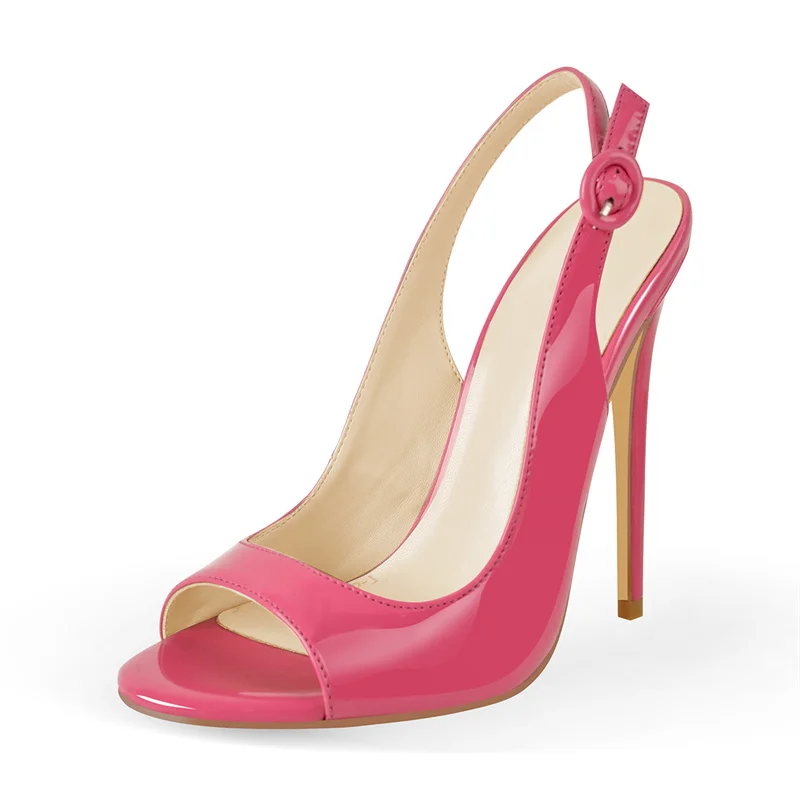 Richealnana Women's Peep Toe Pink Stiletto Sandals 12cm Thin High Heels Pumps Sandals Ladies Shoes Open Toe Big Size Summer