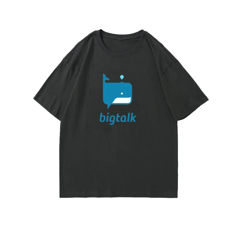 

Fun Whale LOGO Short Sleeve Casual Dress Harajuku T Shirt Fashion Round Collar Street Wear Unisex Cotton Oversized Tees