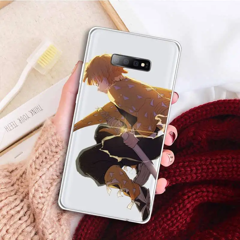 

Japan Anime Kimetsu no Yaiba Phone Case Transparent for samsung A 21s 50 71 S 8 9 20 20fe note 10 20 ultra plus