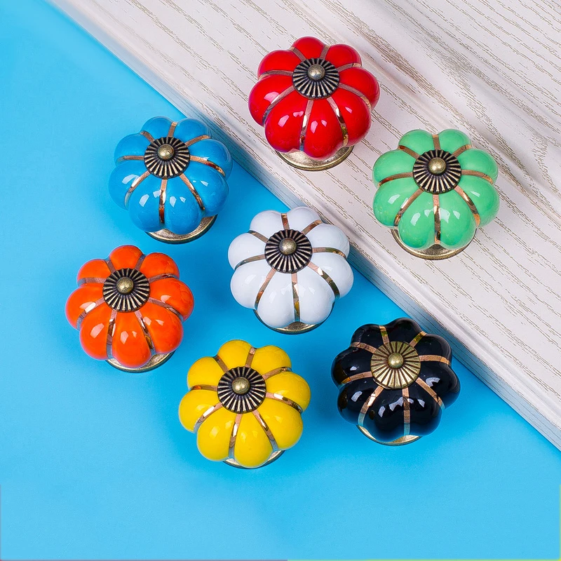 5 шт. красочная Тыква керамические ручки для шкафчиков мебельные прекрасный