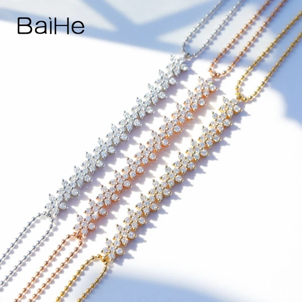 BAIHE Solid 14K желтое золото 1ct Сертифицированный H/SI натуральные Алмазы обручальные женские модные ювелирные изделия Подарочный браслет
