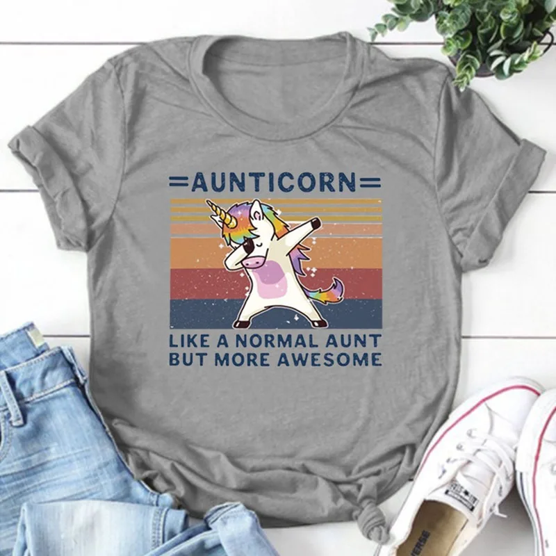 

Aunticorn как обычная тетя, но удивительная футболка, хлопок, женская модель, новые тренды, футболки, кавайные Стильные топы, летняя одежда