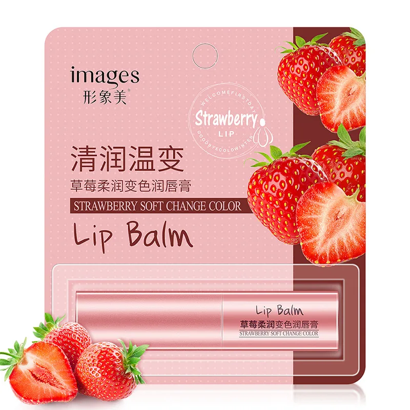 

1PC Lip Balm Natural Aloe Vera Lip Balm Strawberry Color Change Long-lasting Moisturizing Anti-aging Nourishing Lip Care