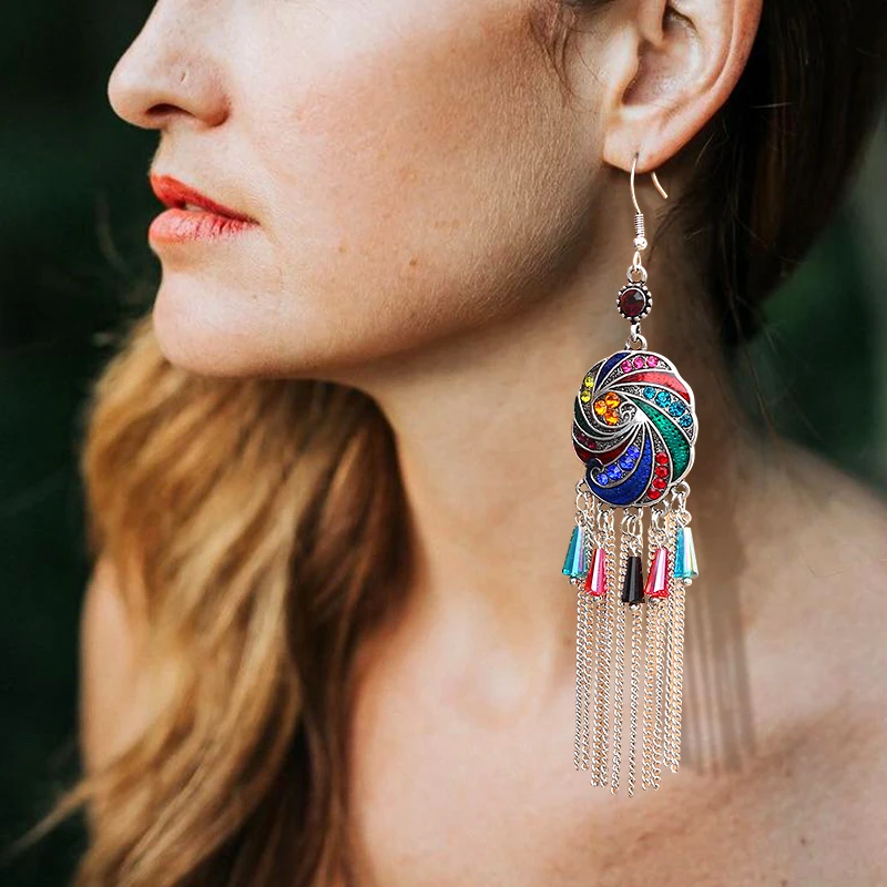 Женские медные серьги-подвески Crazy Feng индийские серьги цыганские в стиле бохо