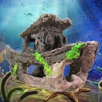 aquarium ornaments ship rockery resin hiding caves landscape underwater fish tanks decor pet supplies accessories 159cm