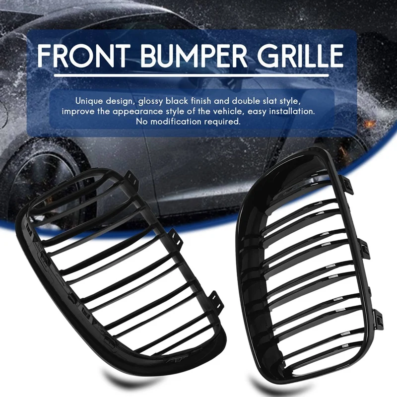 Глянцевая черная двойная планка Передняя почечная решетка гриль замена для BMW E81