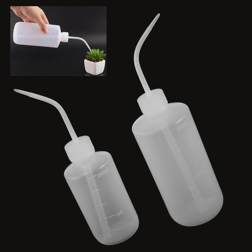 

1 Pack Bend Mouth Squeeze Watering Bottle/Can For Succulent Wash Cleaning,With The Scale Marks Lightweight