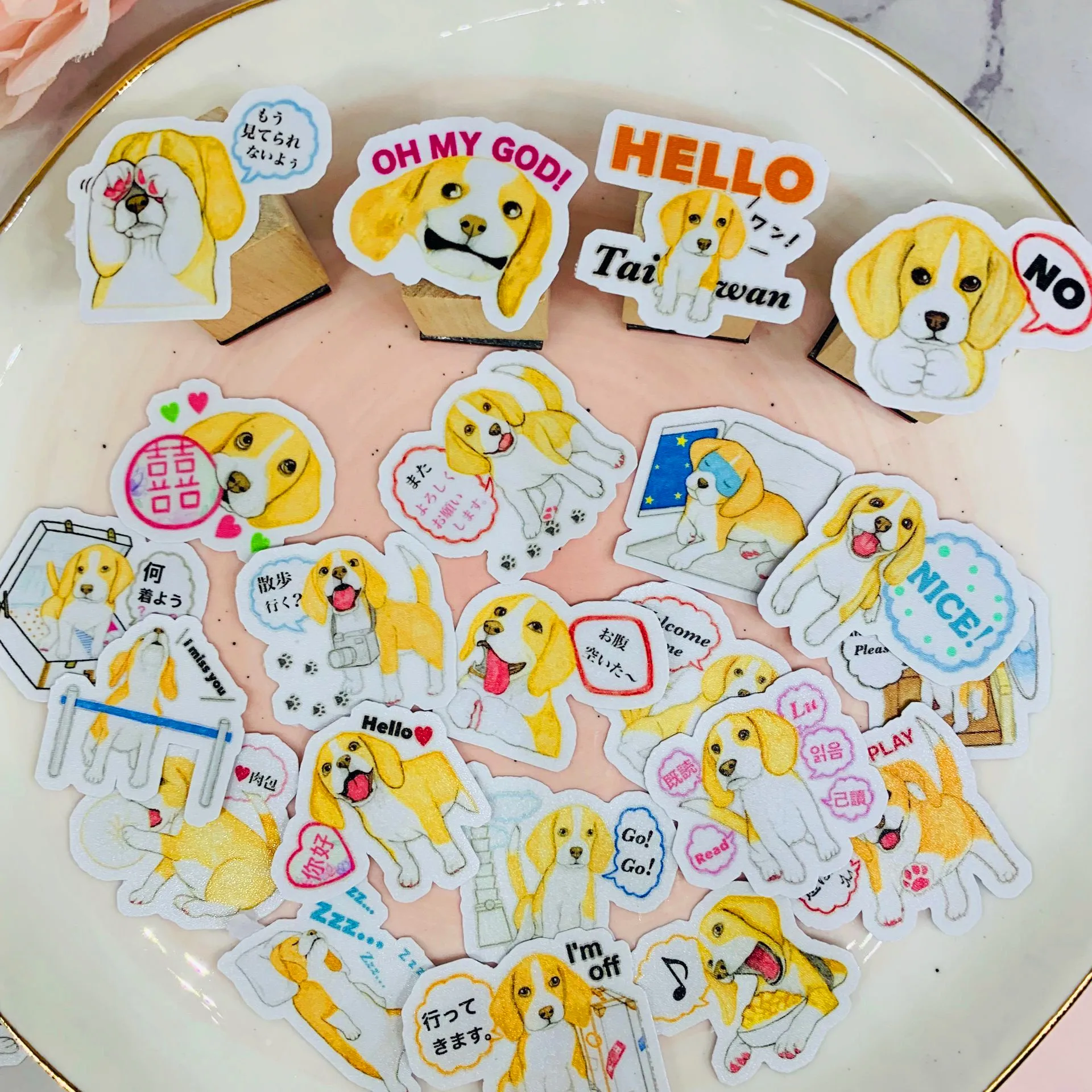 

40 pcs Cute dog sticker retro kawaii sticker child sticker DIY diary clip art photo