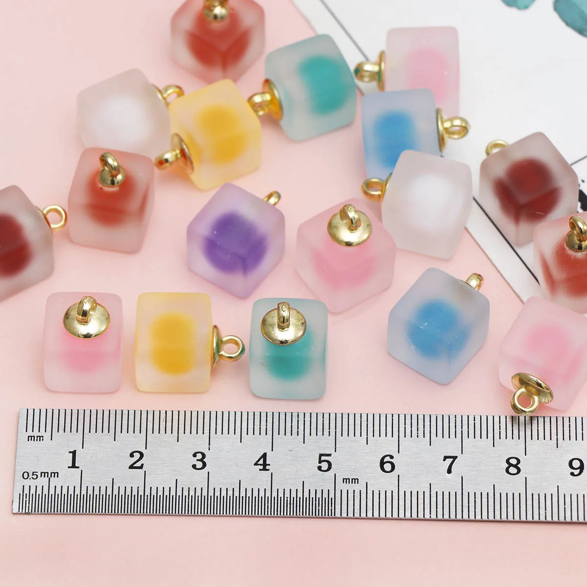 8 шт 12 мм корейский стиль красочный матовый мини акриловый квадратный Бусы