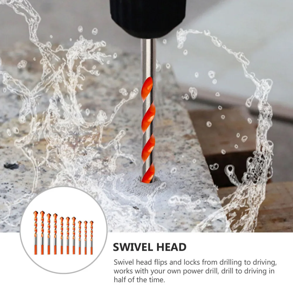 

10pcs Tile Drill Bit Triangle Head Drilling Bit Drilling Tool for Glass Mirror