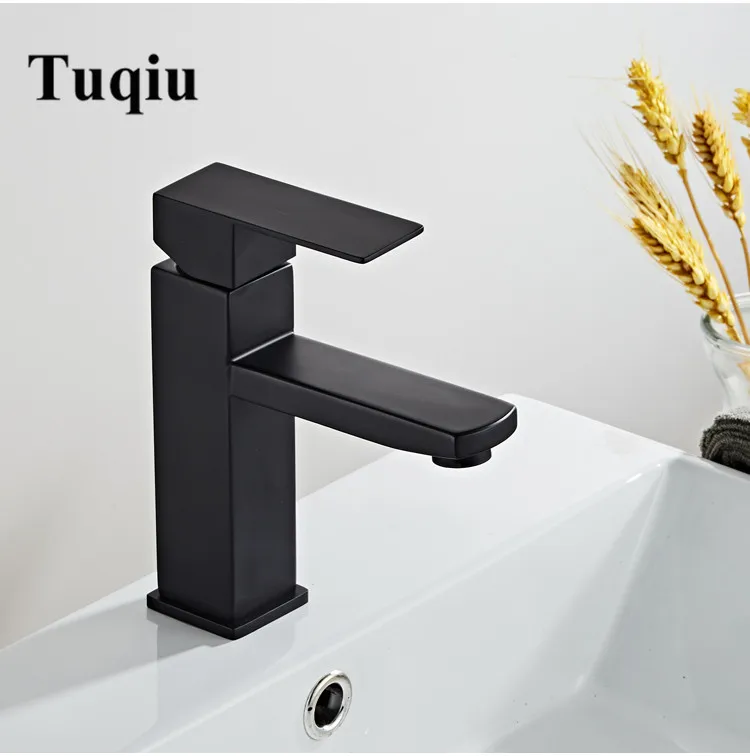 Basin Faucets Black 304 Stainless Steel Bathroom Faucet Tap Single Handle Lavotory Hot and Cold Water Mixer Taps Crane | Обустройство