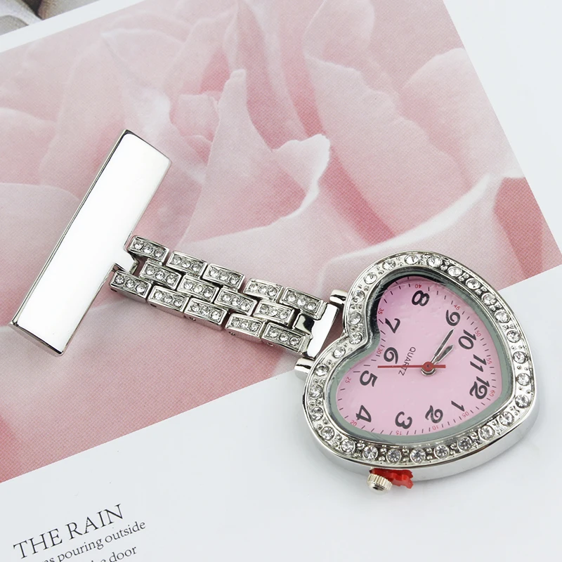 

Peach Heart Nurse Watch Heart-shaped Pocket Doctor Quartz Watches Brooch Medical Clock Dropshipping