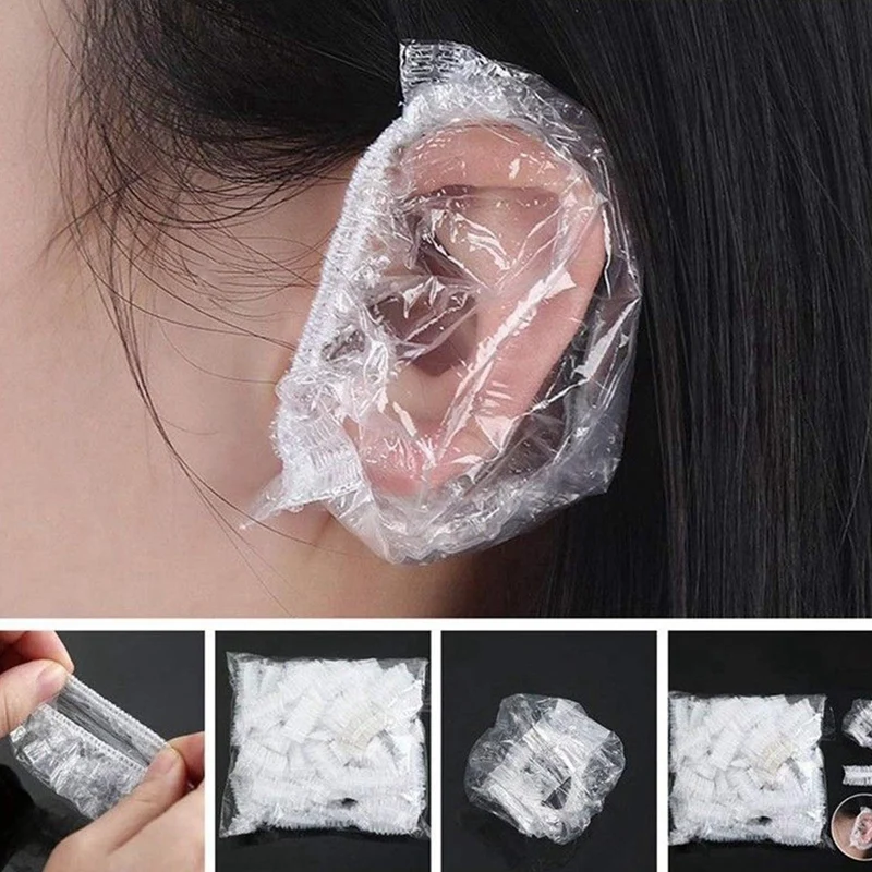100Pcs Disposable Bath Shower/Dyeing Hair Ear Guard Waterproof Protector Cover Caps for Salon/Home Use | Дом и сад