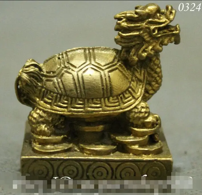 

Chinese Brass Collect Longevity Year Zodiac Dragon Turtle On Coin Statue Set