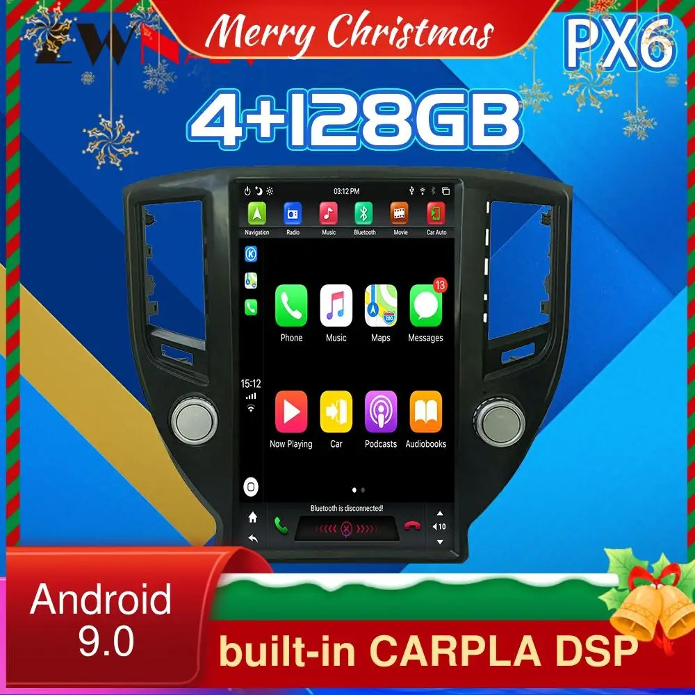 

For Toyota Crown fourteenth GPS Navigation 13.6''Tesla Android 9.0 PX6 4+12GB Built-in DSP Wireless CARPLAY Car multimedia Radio