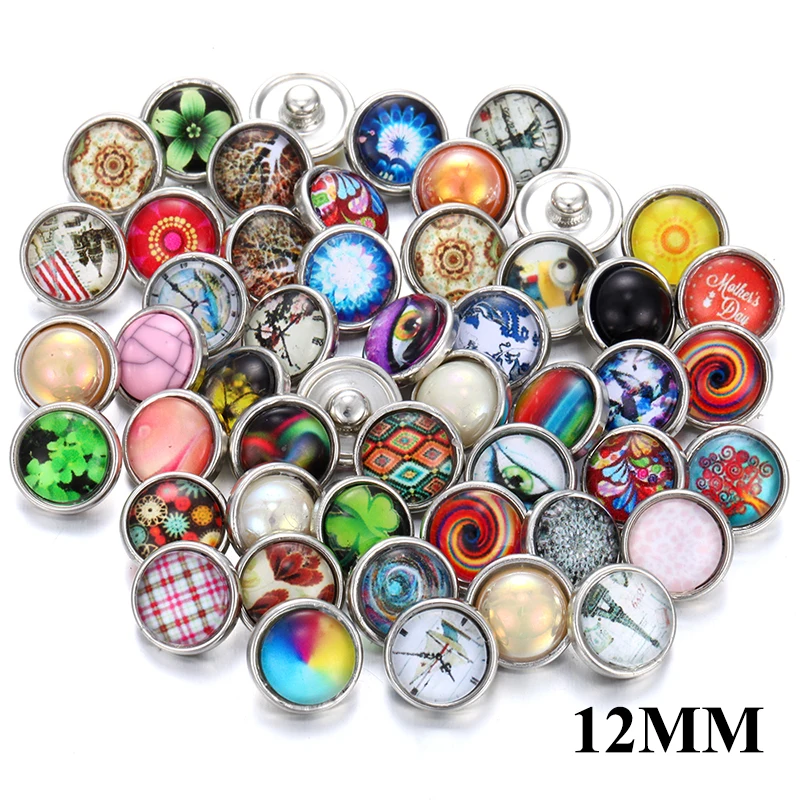 10pcs/lot Wholsale Snap Button Jewelry Rhinestone Metal Glass 12mm 18mm Flower Buttons Fit Leather Silver color Bracelet | Украшения и