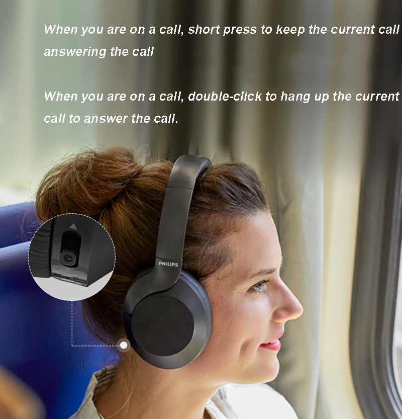 Новинка, Наушники PHILIPS HIFI TAPH805 Hi-Res Bluetooth 5,0, активные наушники с шумоподавлением с микрофоном, складная поддержка, официальный тест