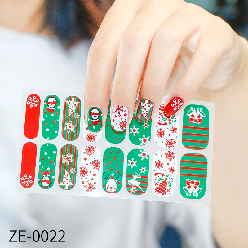 16 наконечников/Лист наклейки для ногтей полное покрытие градиент блестящие