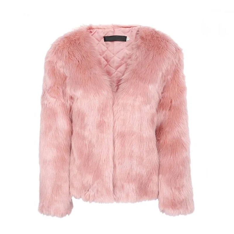 New Sexy Women's Mink Fur Rabbit Fur Coat Female Pink and White Artificial Fox Leather Jacket To Keep Warm Short Fur Coat Short