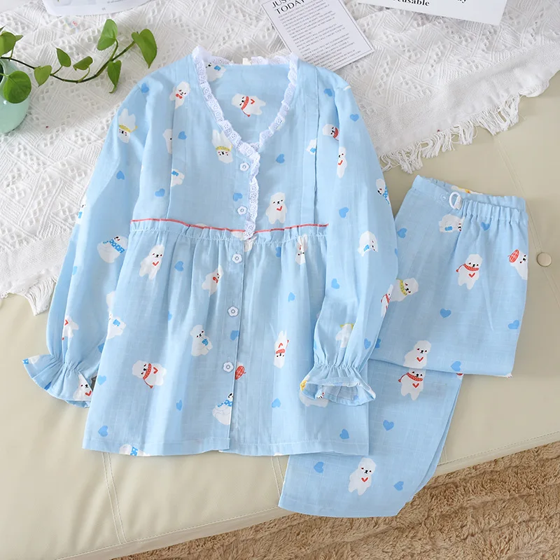 2Pcs/Set Long Sleeve Nursing Nightwear Maternity Pajamas Set Pregnancy Clothing Sleepwear Breastfeeding Nightgown Pyjama Cotton | Мать и