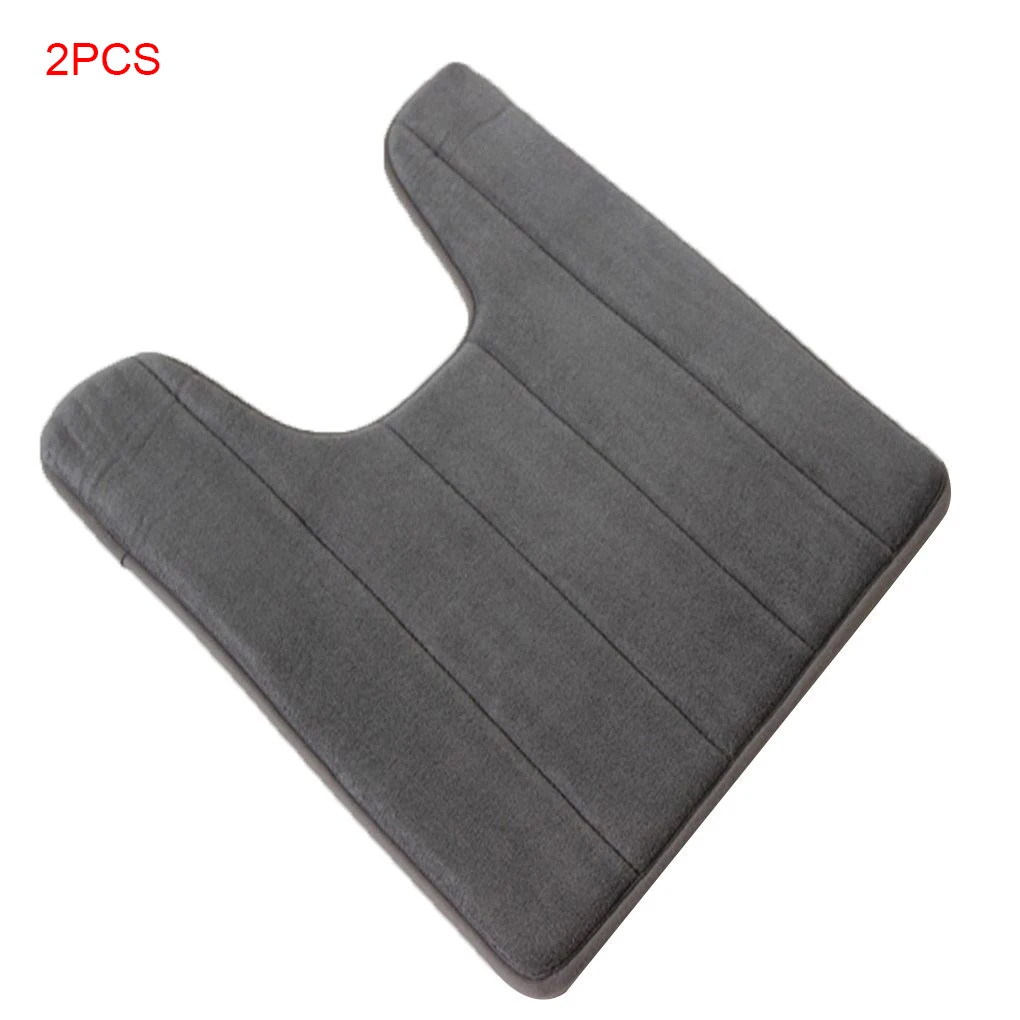 

2 Pieces U-type Memory Cotton Toilet Mat Carpet Anti-slip Elastic Bathroom Mat
