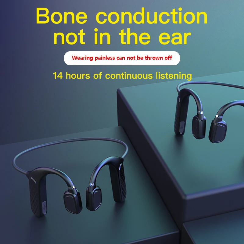 

10pcs MD04 Wireless Stereo Headset Bone Conduction Headphone Bluetooth Noise Reduction Sport Music Earbuds Waterproof Earphone