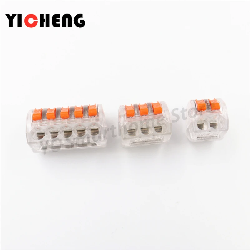 

50pcs box case Universal Compact Wire Wiring Connector Conductor Terminal Block With Lever 0.08-2.5mm2 wire connector DIY