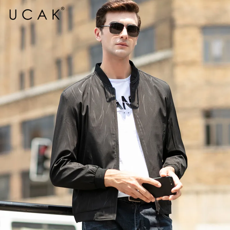 

UCAK Brand Streetwear Jacket Men Colthing Solid Color Zipper Casual Jackets New Fashion Polyester Chaquetas Hombre Clothes U8157