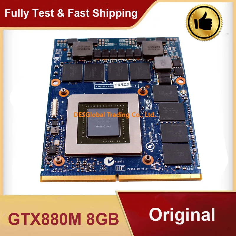 Оригинальная GTX880M GTX 880M N15E GX A2 8G видеокарта VGA для ноутбука DELL M17X R4 R5 M18X R2