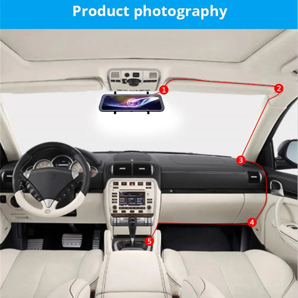 Автомобильный видеорегистратор светодиодный полноэкранный двойной объектив