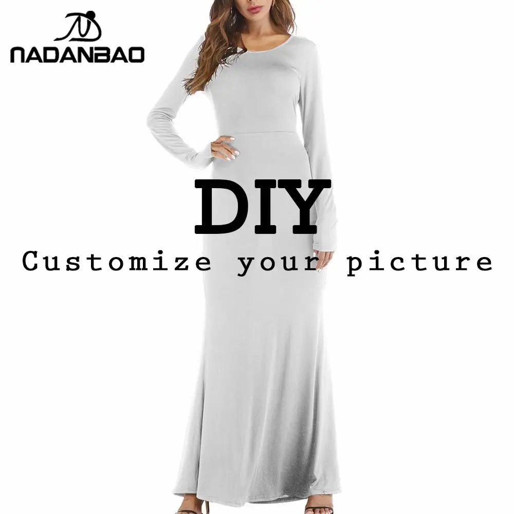 NADANBAO по индивидуальному заказу осеннее платье для женщин длинное DIY 3D печать