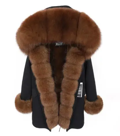 camo pink fur Брендовая длинная шуба из натурального Лисьего меха со съемным воротником, женские зимние куртки, толстая теплая меховая парка, пальто из натурального меха - Цвет: camo pink fur