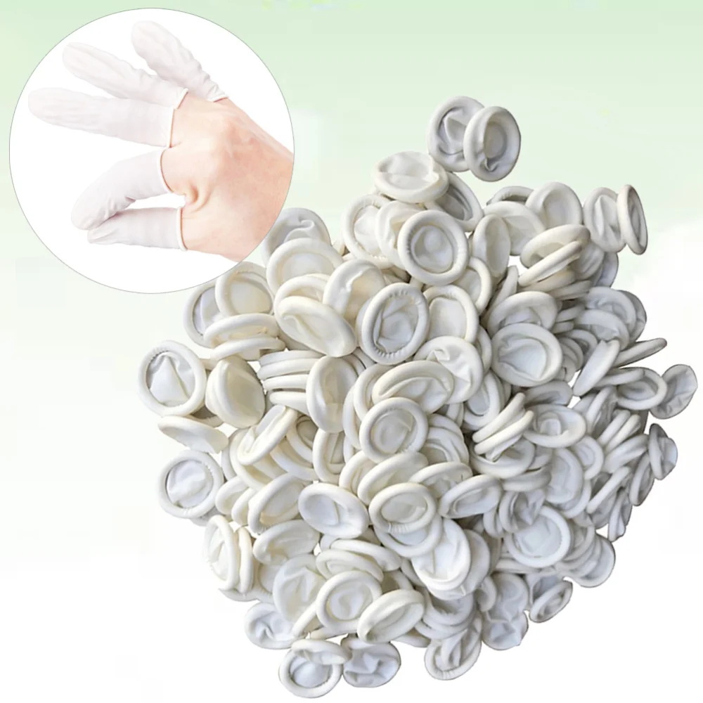 

300pcs Disposable Nail Art Finger Cots Latex Fingertips Protective Cover Small Protector DIY Manicure Tool (White)
